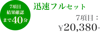 7項目結果確認まで40分 迅速フルセット 7項目：¥20,380-