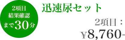 2項目結果確認まで30分 迅速尿セット 2項目：¥8,760-