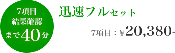 7項目結果確認まで40分 迅速フルセット 7項目：¥20,380-