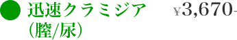 迅速クラミジア（膣/尿） ¥3,670-